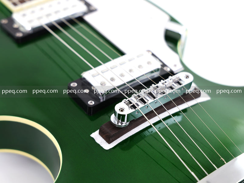 Violin-Shaped Semi-Hollow Body Electric Guitar with Gloss Emerald Green Finish (HY-2519)