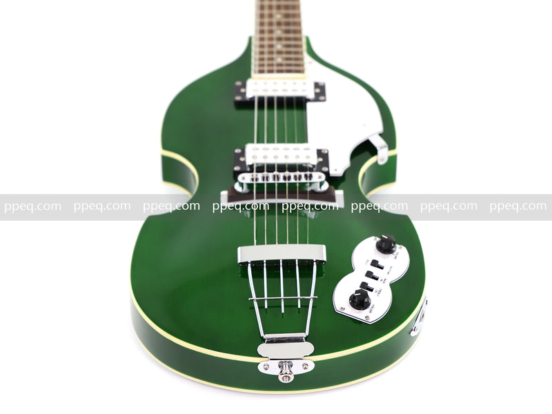 Violin-Shaped Semi-Hollow Body Electric Guitar with Gloss Emerald Green Finish (HY-2519)