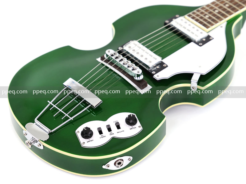 Violin-Shaped Semi-Hollow Body Electric Guitar with Gloss Emerald Green Finish (HY-2519)
