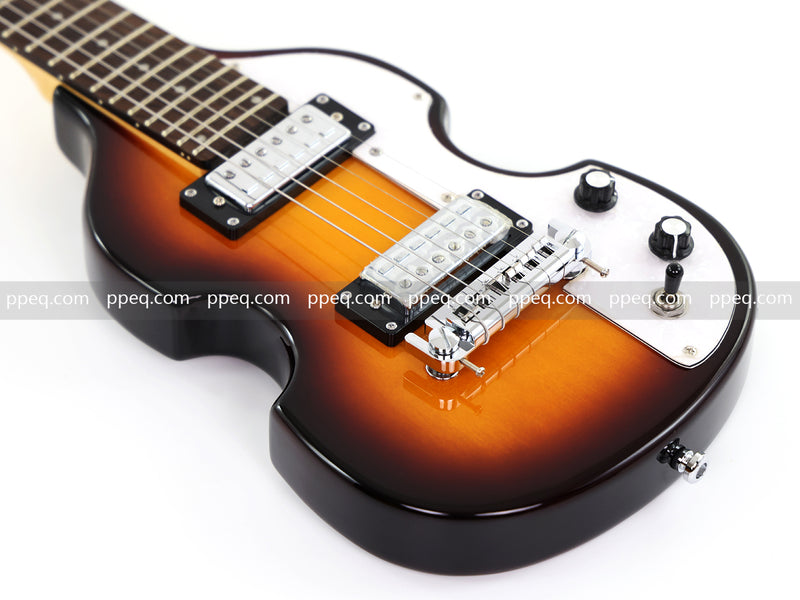 Violin-Shaped Shorty Solid Body Electric Guitar with Gloss Sunburst Finish (HY-2523)