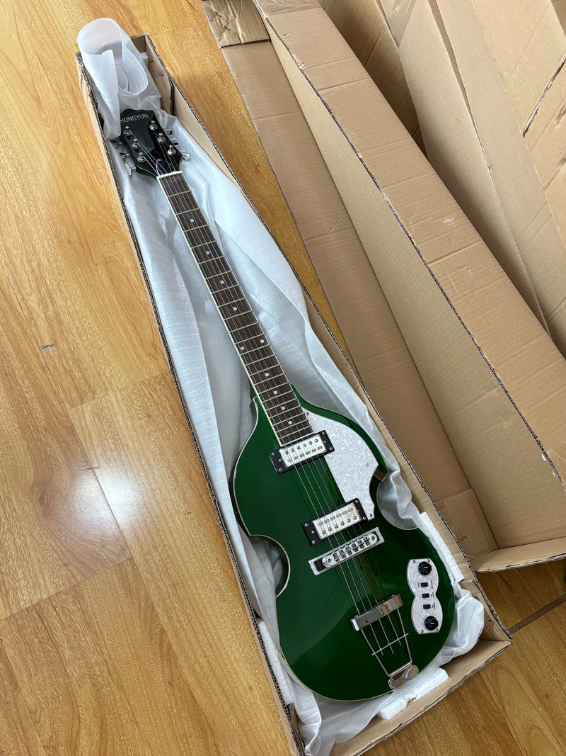 Violin-Shaped Semi-Hollow Body Electric Guitar with Gloss Emerald Green Finish (HY-2519)