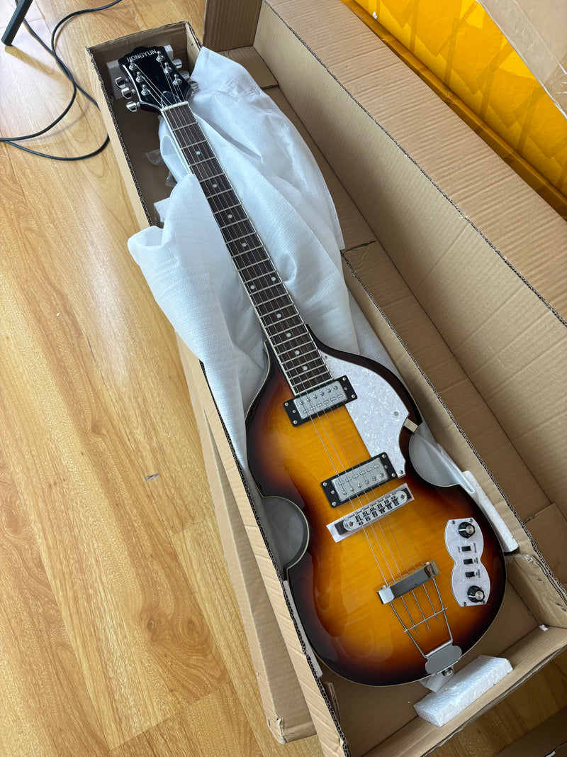 Violin-Shaped Semi-Hollow Body Electric Guitar with Gloss Sunburst Finish (HY-2532)