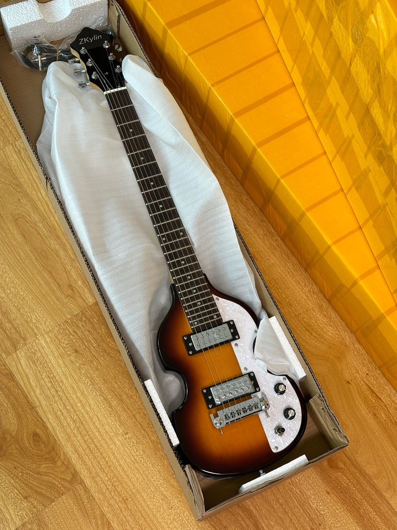 Violin-Shaped Shorty Solid Body Electric Guitar with Gloss Sunburst Finish (HY-2523)