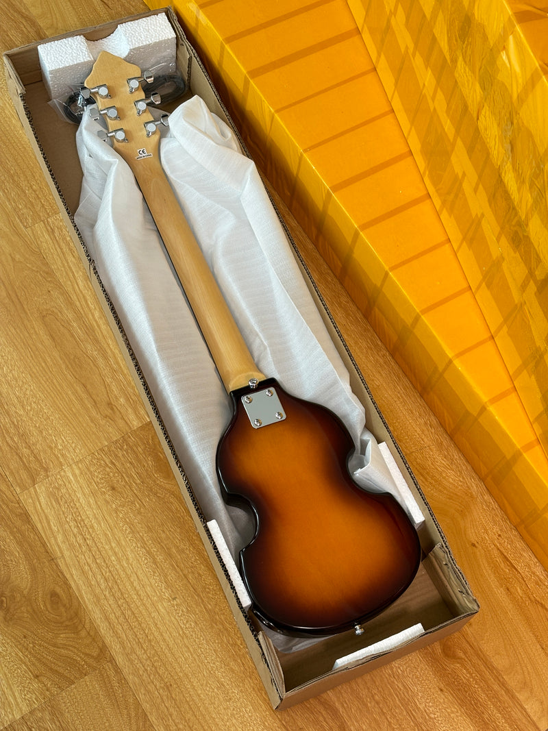 Violin-Shaped Shorty Solid Body Electric Guitar with Gloss Sunburst Finish (HY-2523)