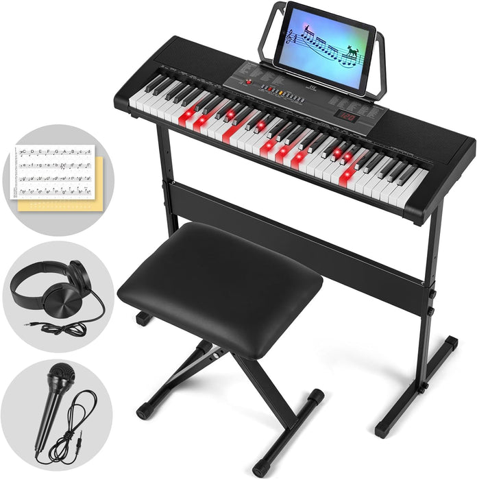 61-Key Electronic Organ with Bench, Stand, Headphone, Microphone