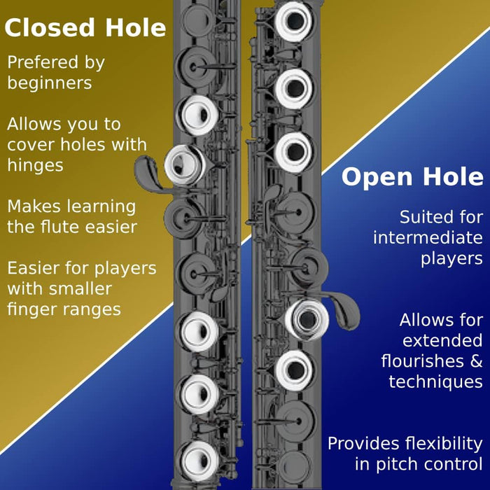 Closed Hole C Flute with a Case, Stand, Cleaning Kit