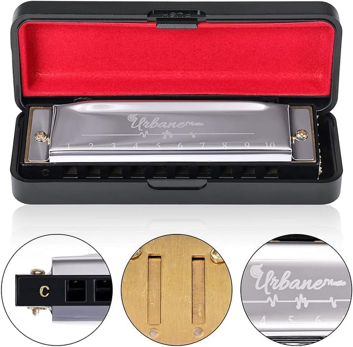 10 Holes 20 Tunes Harmonica in C with Case