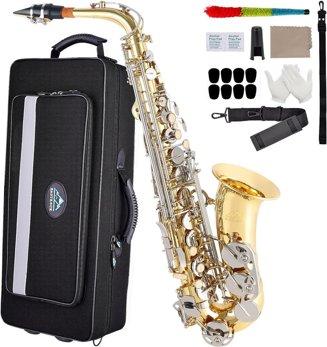 E Flat Alto Saxophone with Mouthpiece, Gloves, Mouthpiece Cushion Pads, Case, Care Kit and Neck Strap