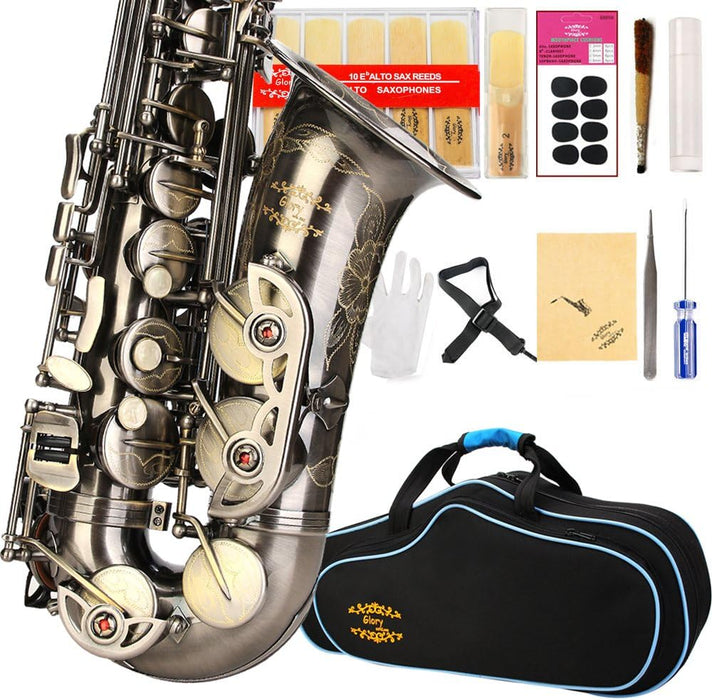 E Flat Alto Saxophone with Reeds, Case, Care Kit and Neck Strap