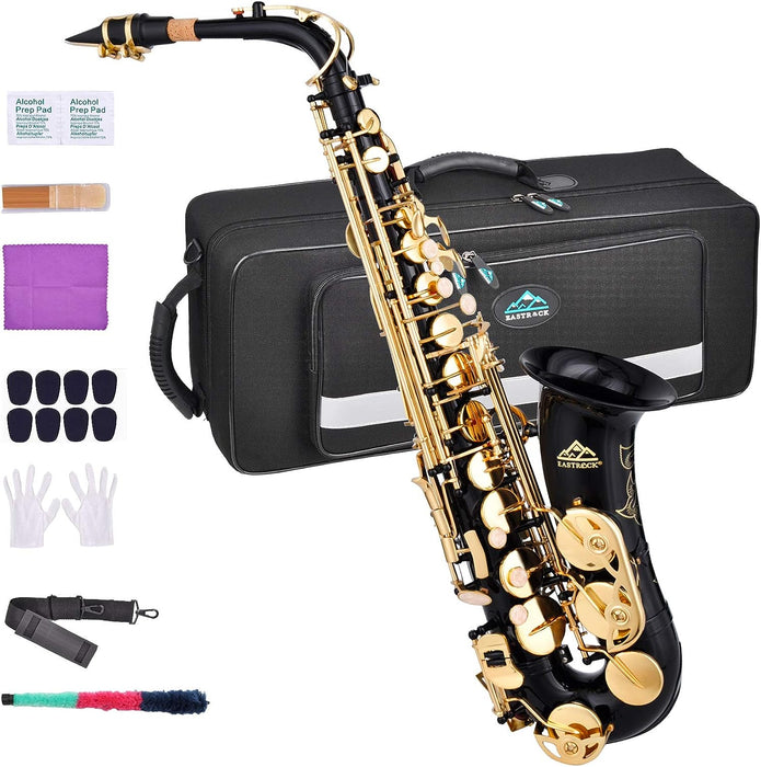 E Flat Alto Saxophone with Mouthpiece, Gloves, Mouthpiece Cushion Pads, Case, Care Kit and Neck Strap