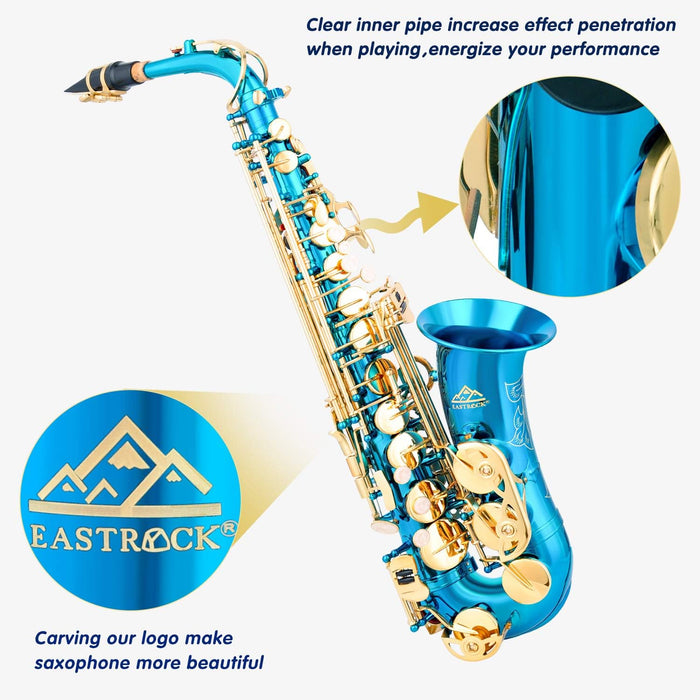 E Flat Alto Saxophone with Mouthpiece, Gloves, Mouthpiece Cushion Pads, Case, Care Kit and Neck Strap