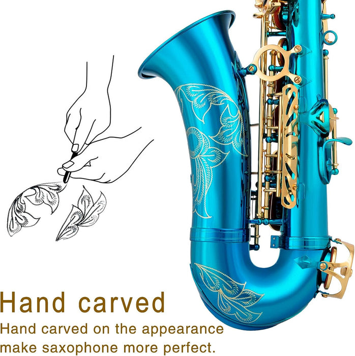 E Flat Alto Saxophone with Mouthpiece, Gloves, Mouthpiece Cushion Pads, Case, Care Kit and Neck Strap