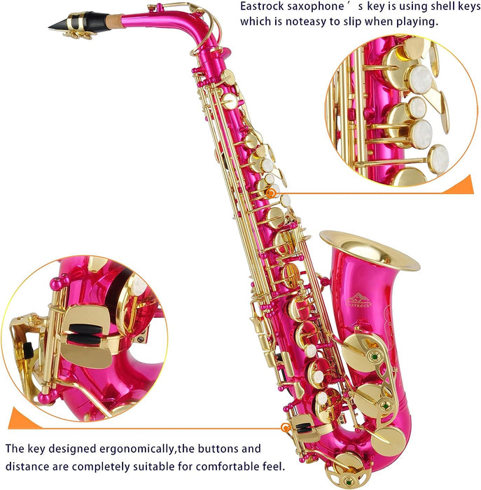 E Flat Alto Saxophone with Mouthpiece, Gloves, Mouthpiece Cushion Pads, Case, Care Kit and Neck Strap