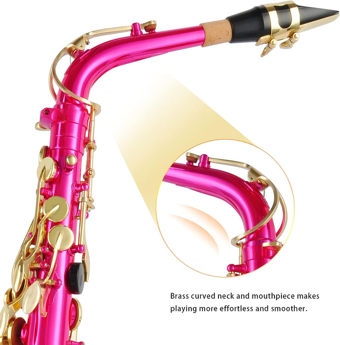 E Flat Alto Saxophone with Mouthpiece, Gloves, Mouthpiece Cushion Pads, Case, Care Kit and Neck Strap