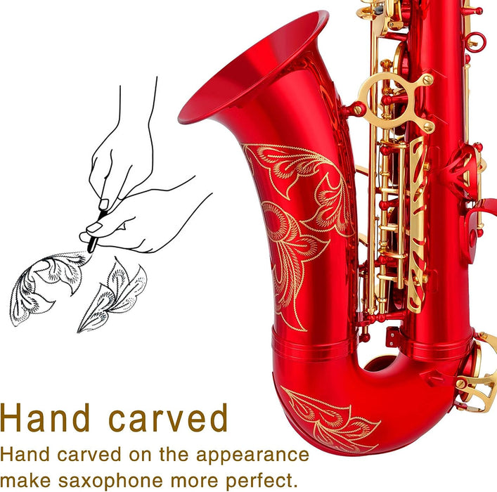 E Flat Alto Saxophone with Mouthpiece, Gloves, Mouthpiece Cushion Pads, Case, Care Kit and Neck Strap