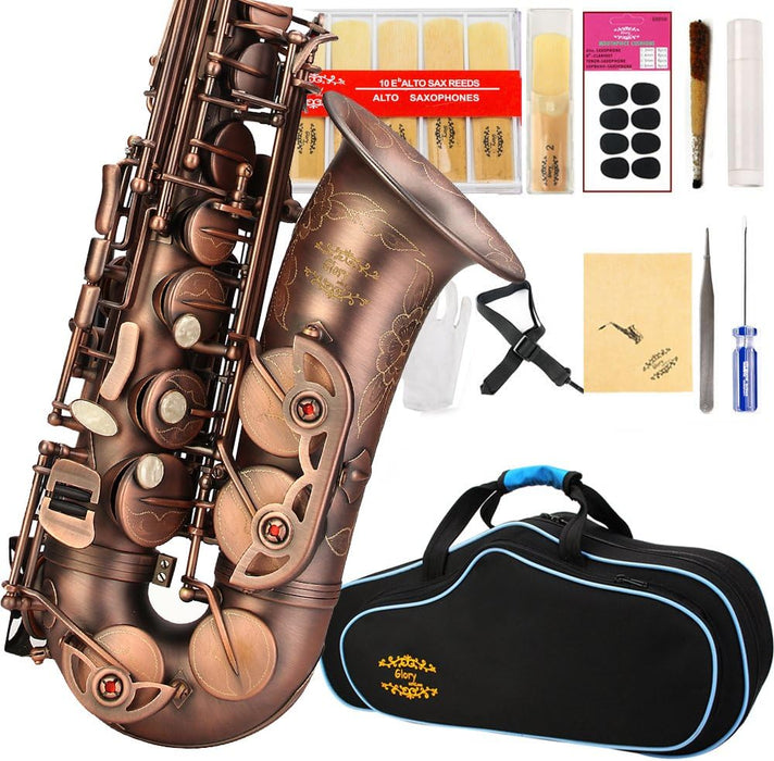 E Flat Alto Saxophone with Reeds, Case, Care Kit and Neck Strap