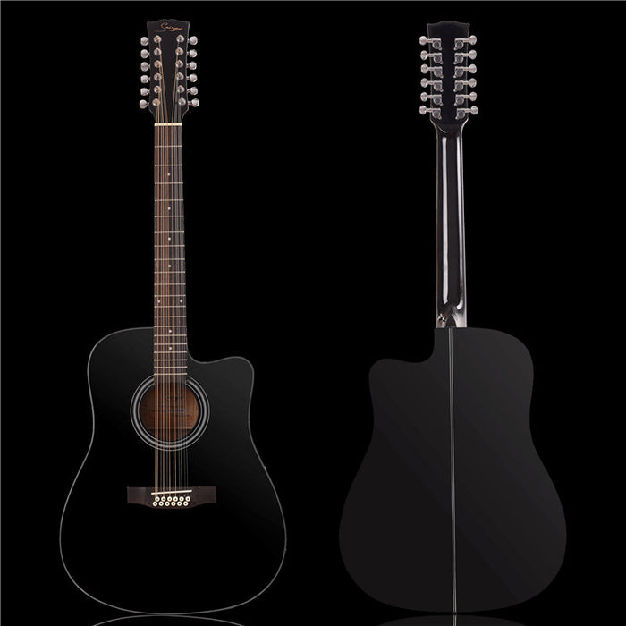 12 Strings Black Color Acoustic Guitar (PSR-087)