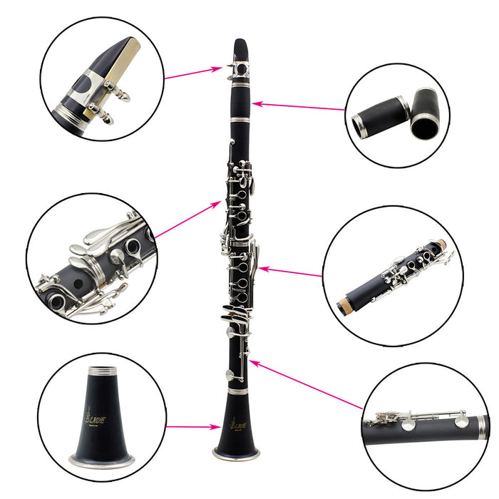 Bb Clarinet 17 Key Bakelite Clarinets with Nickel Silver Key ( LDC750)